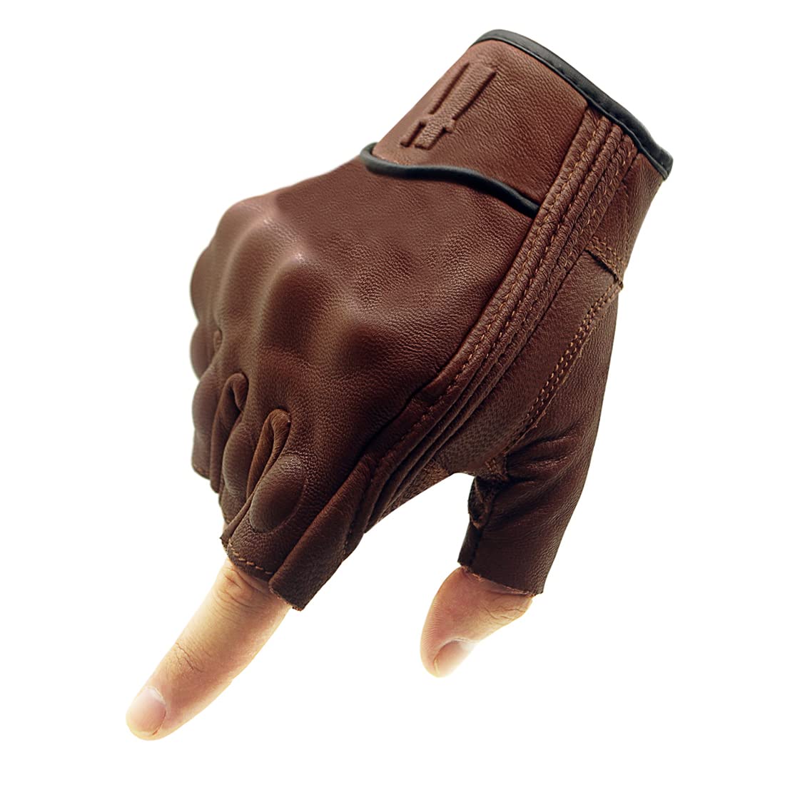 Harssidanzar Guanti da moto touchscreen da uomo in pelle di capra GM037EU