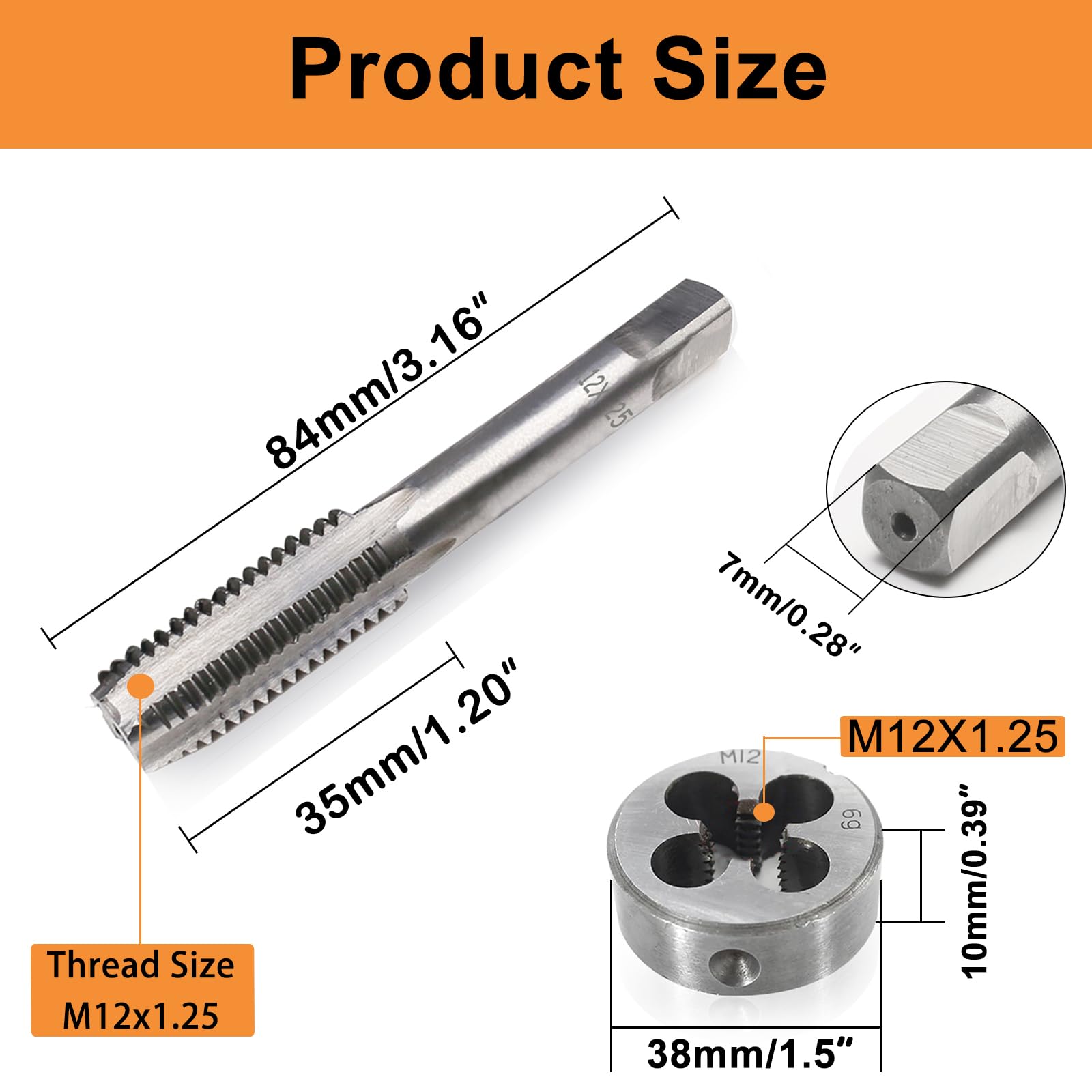 M12 x 1.25mm Metric Tap and Die Set - Image 2