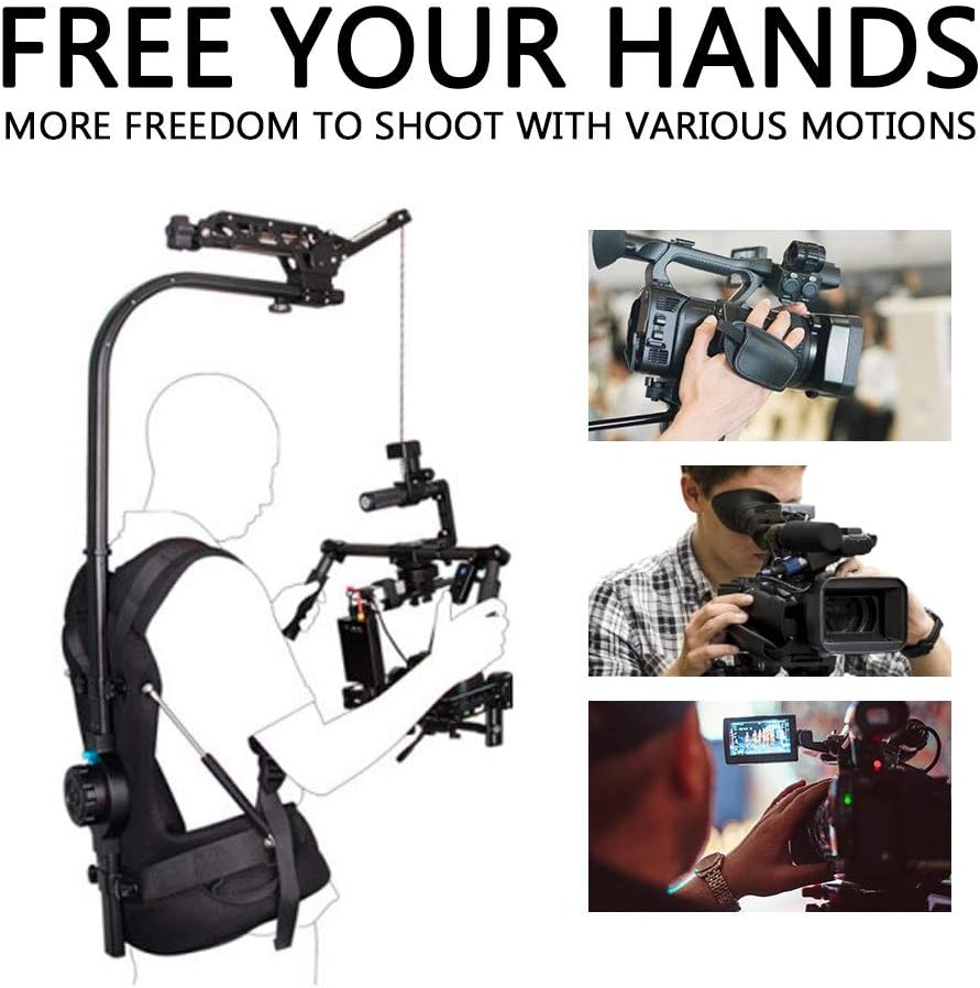 Camera Camcorder Support Vest,with Arm Camera Stabilizer, Clip Retractable, 3-18KG Heavy Duty Shock Absorb, with Waist and Chest Belts, for Sport Events, Documentaries, News, Move