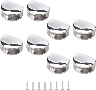 UFURMATE Frameless Glass Clamp, 8 Pcs Adjustable Half Round Glass Shelf Brackets Polished Chrome Zinc Alloy Glass Shelf Clamp Clips Shelf Supports Mounting Brace for 5-8mm Thick Glass