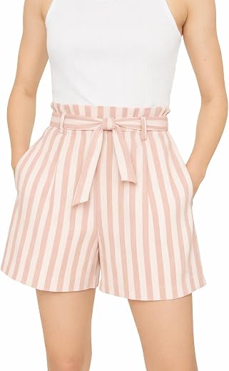 Luxrio Striped Cotton Blend Shorts for Women