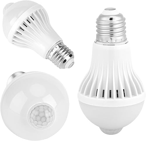 Miniatura 8 de Keenso Bombilla con sensor de movimiento E27 de 7 W, bombillas LED PIR con sensor infrarrojo inteligente, luz nocturna de encendido/apagado