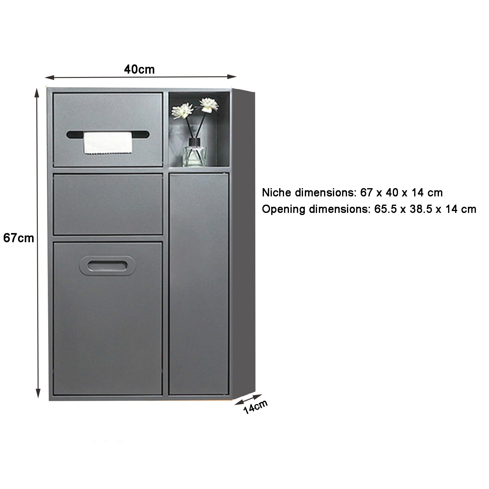 Portarrollos De Papel Higiénico De Acero Inoxidable Impermeable con Papelera Integrada, Diseño Que Ahorra Espacio para Baños De Hoteles Y Hogares, 67 X 40 X 14 Cm, Elegante Diseño, Gris.