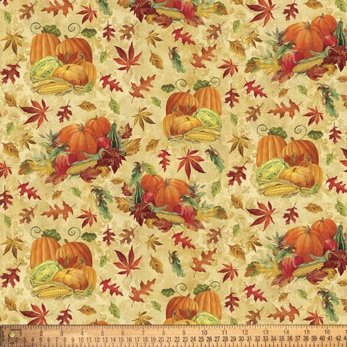 DAVID TEXTILES Fall Harvest Cotton Fabric by The Yard, Orange, (AM-3055-0C-1)