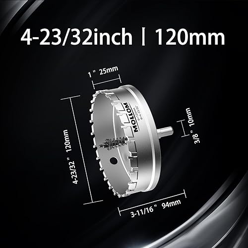 Miniatura 84 de Mollom Sierra perforadora de carburo resistente (2-1/2 pulgadas 2.520 in) con 2 brocas piloto, corte de agujeros de acero inoxidable, acero suave