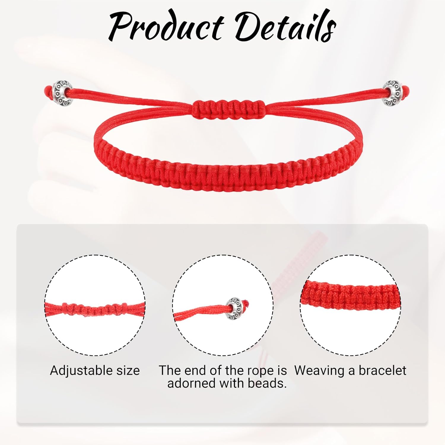 20 Pack Red String Bracelets Red Bracelet for Women Protection Good Luck Bracelet Adjustable Bracelets for Lover Couple Friend Women Men - Image 4