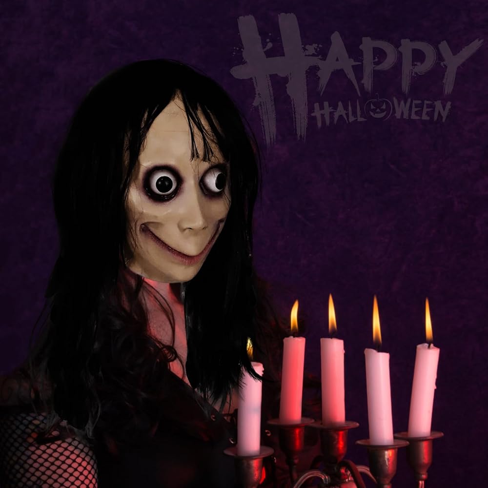 パック・フェイスマスク momo Amazon.com: EvilCos Momo Mask Horror Devil Mask with Long Hair