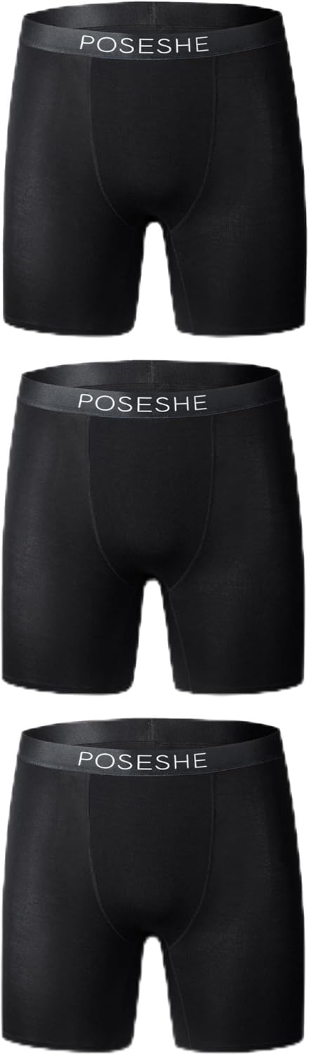 POSESHE Women's High Waisted Boxer Briefs with Crotch Lining, 6" Inseam and Ultra-soft MicroModal, S-3XL