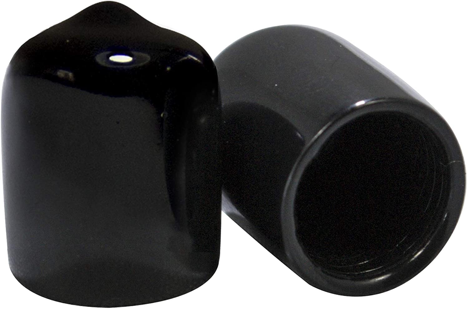 Prescott Plastics 1/2” (12.7mm) Outer Diameter Flexible Plastic Hole Plugs, Round Black Metal Tubing End Caps, Strong Furniture Leg Inserts, Impact &amp; Weather Resistant, Made in the USA - 4 Pack