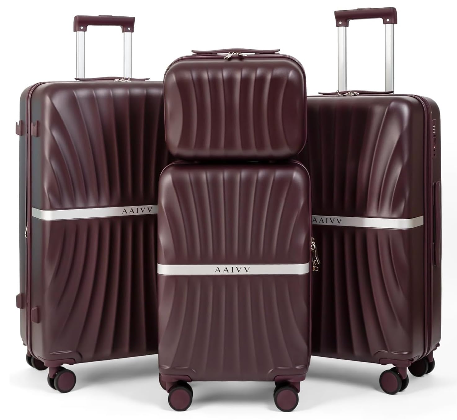 AAIVV Luggage 4 Piece Set Suitcase with TSA, Airline-Approved Hard Shell Expandable Double Spinner Rolling Wheels Suitcases for Lightweight Travel (