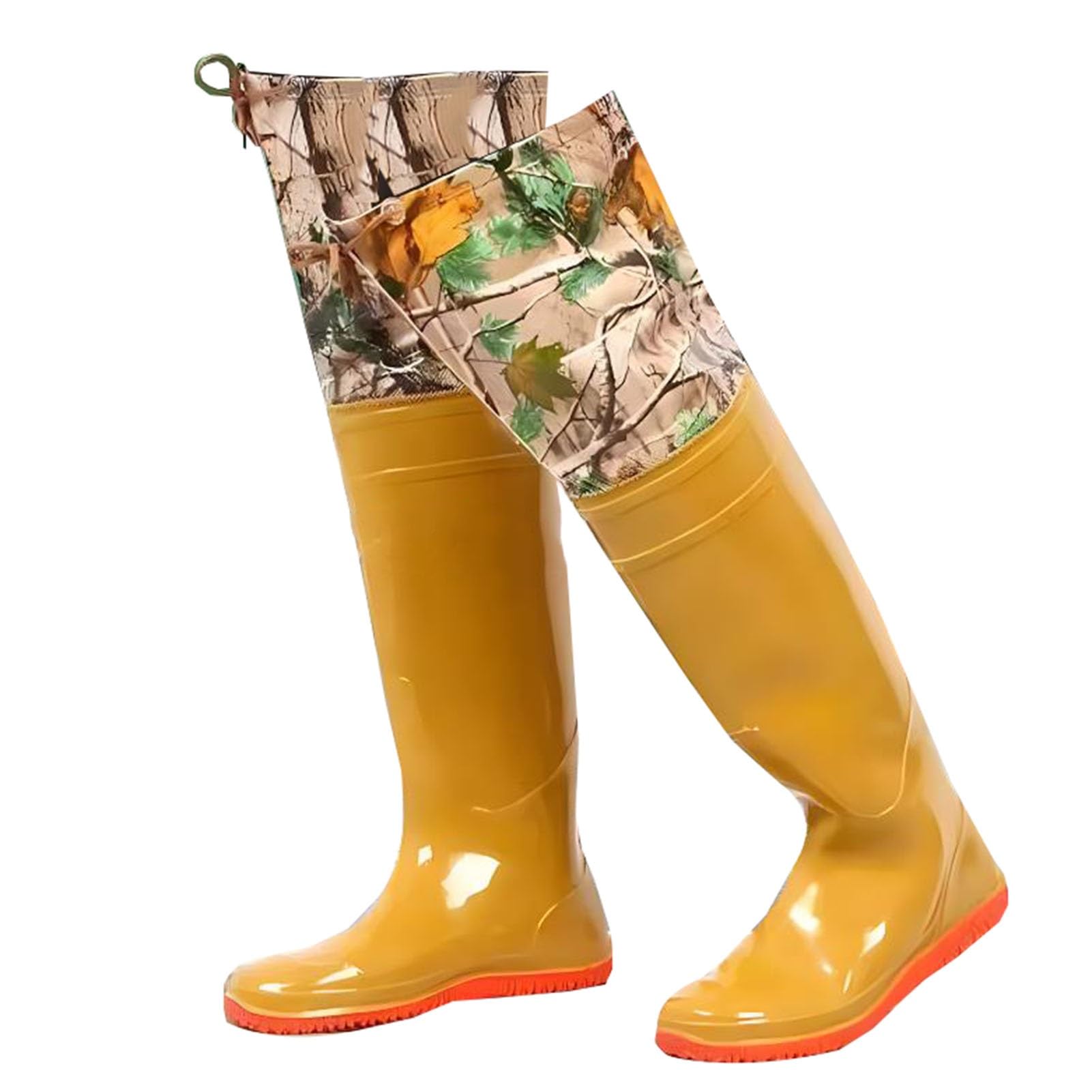 Wodery wędkarskie | Wodery biodrowe dla mężczyzn i kobiet Wodoodporne buty wędkarskie z PVC, żółte, wiele rozmiarów (7,5 UK)