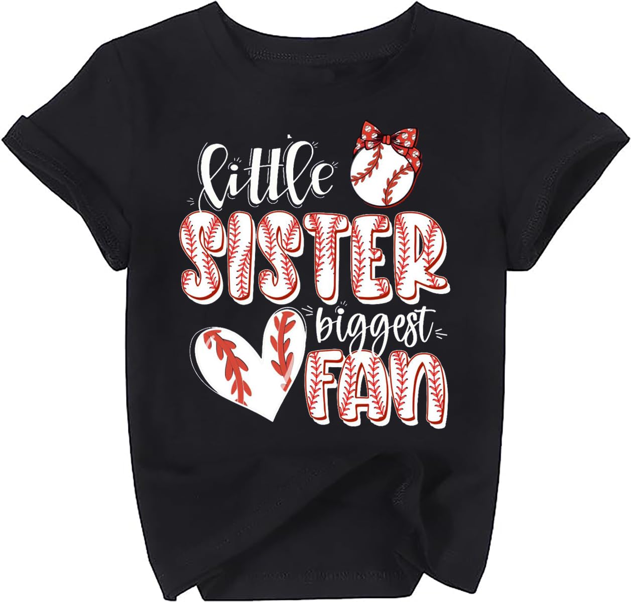 Baseball Sister T-Shirt Toddler Girl Short Sleeve Baseball Game Day Shirt Baseball Lover Tops Baseball Biggest Fan Tee