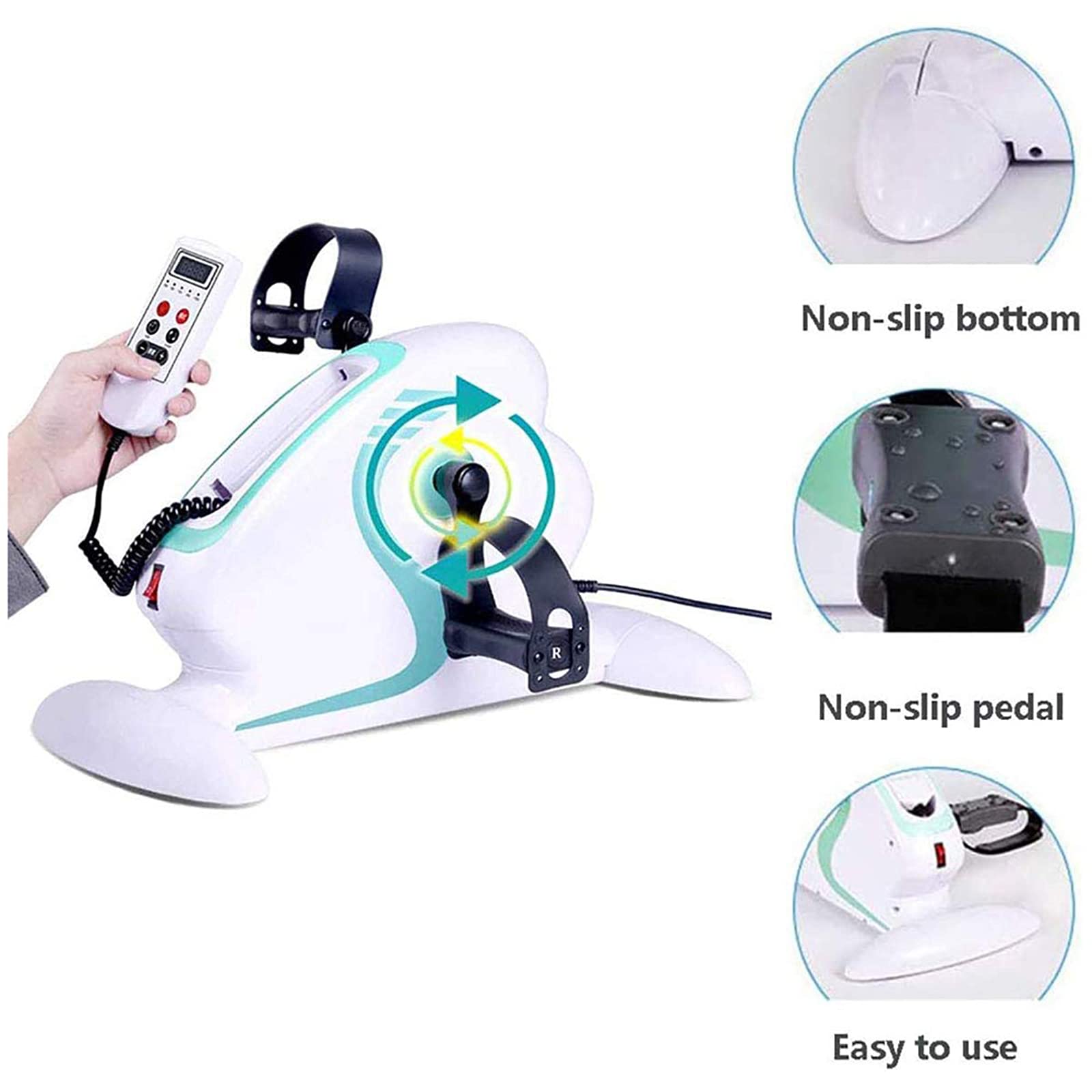 Allenatore di Pedali per Bici da Riabilitazione elettrica per Bicicletta assistita Mini Ciclismo con equipaggiamento Protettivo Cyclette per Fitness per Mano, Braccio, Gamba, Ginocchio