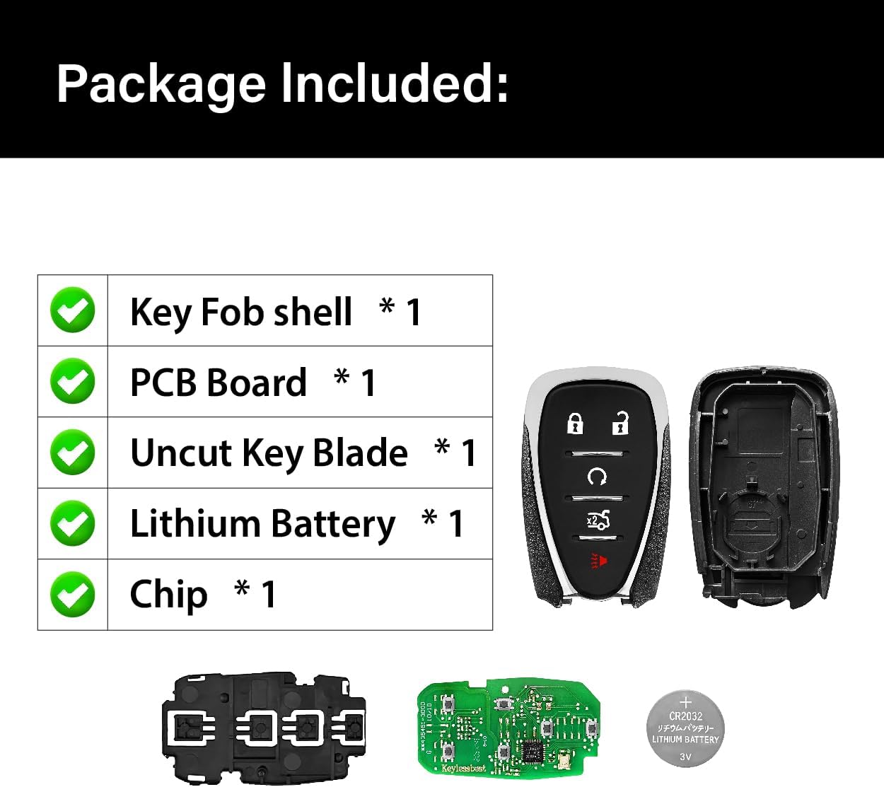 Replacement for 2017 2018 2019 2020 Chevrolet Cruze XL7 Sonic Volt Bolt Spark Key Fob Remote Control HYQ4AA 5 Buttons 315MHz