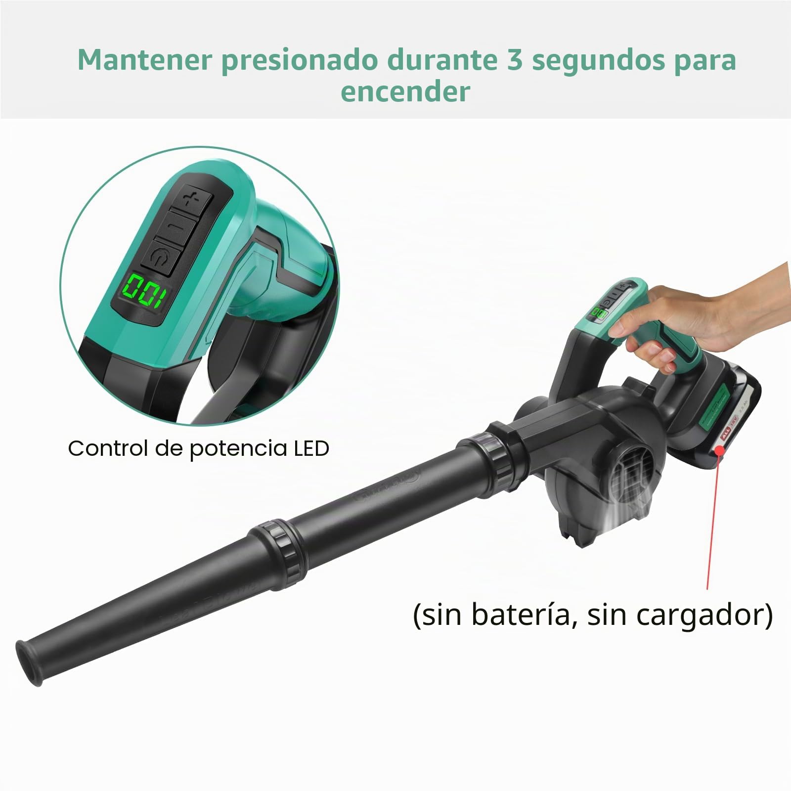 Waitley Soplador para Bosch PBA 18V, 169 km/h, Velocidad Regulable