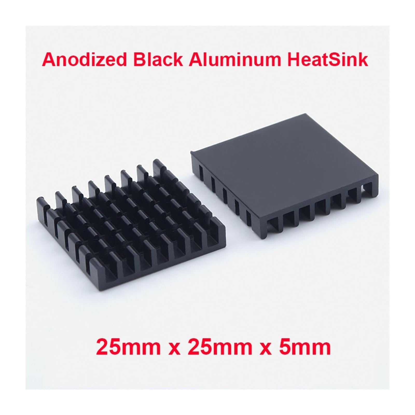 Para radiadores de chip radiadores de aluminio Disipador de calor de aluminio anodizado negro de 5 piezas, 25 x 25 x 5 mm, disipador de calor de enfriamiento de chip electrónico for IC de potencia, ch