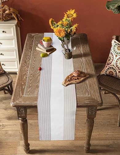 Miniatura 4 de Camino de mesa geométrico para tocador, 18 x 72 pulgadas, lino de arpillera, antideslizante, resistente al calor, mantel individual para decoración
