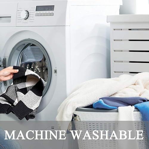 Miniatura 8 de uxcell Alfombra de cuadros de búfalo, alfombra para exteriores, tapete de puerta en capas, alfombras de algodón a cuadros, tapete para el porche