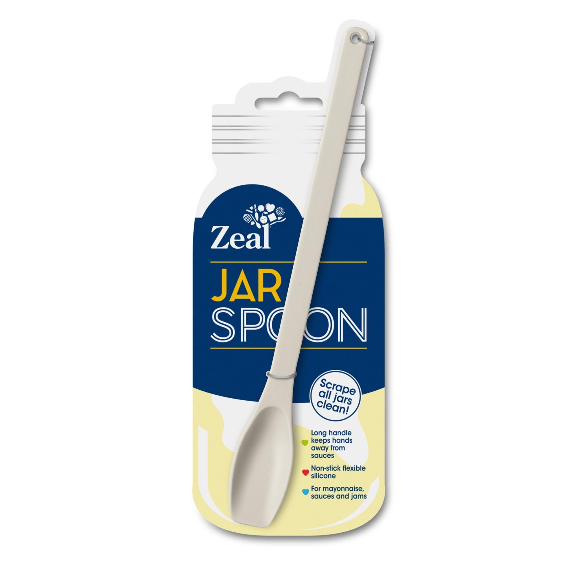 Zeal Silicone Jar Spoon, Long Handle Jar Scraper for Mayonnaise, Jam & Sauces, Flexible BPA Free Silicone Scraper Spoon, 24cm