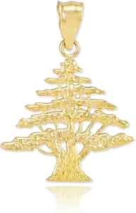 10k White Gold Polished Cedar Tree Charm Pendant – Symbol Of Peace & Longevity 8 thumbnail image
