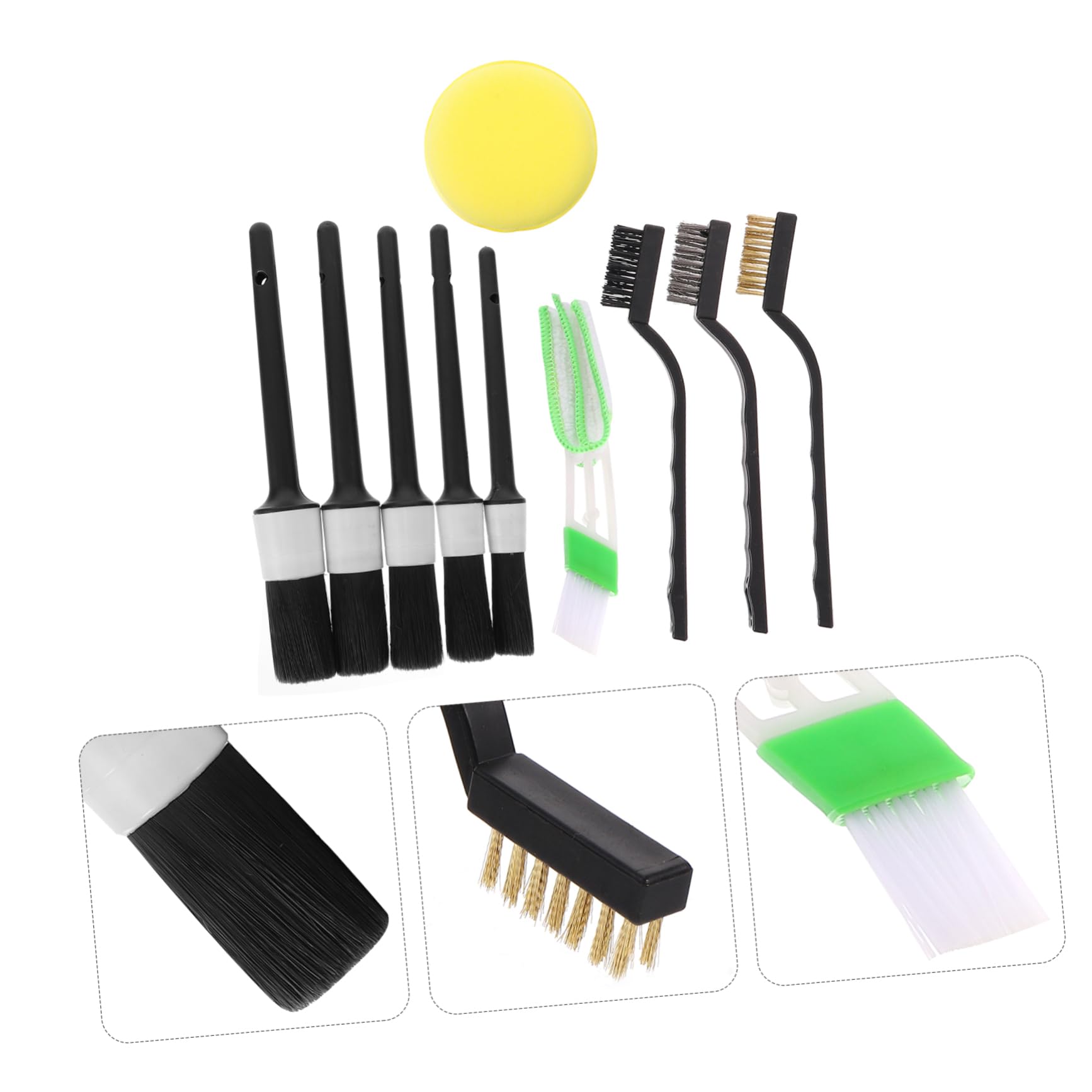 Anneome 2sets Spazzole per Detailing Auto Spazzole per Cerchioni e Applicatore Cera Setole Resistente per Auto e Veicoli Comerciali