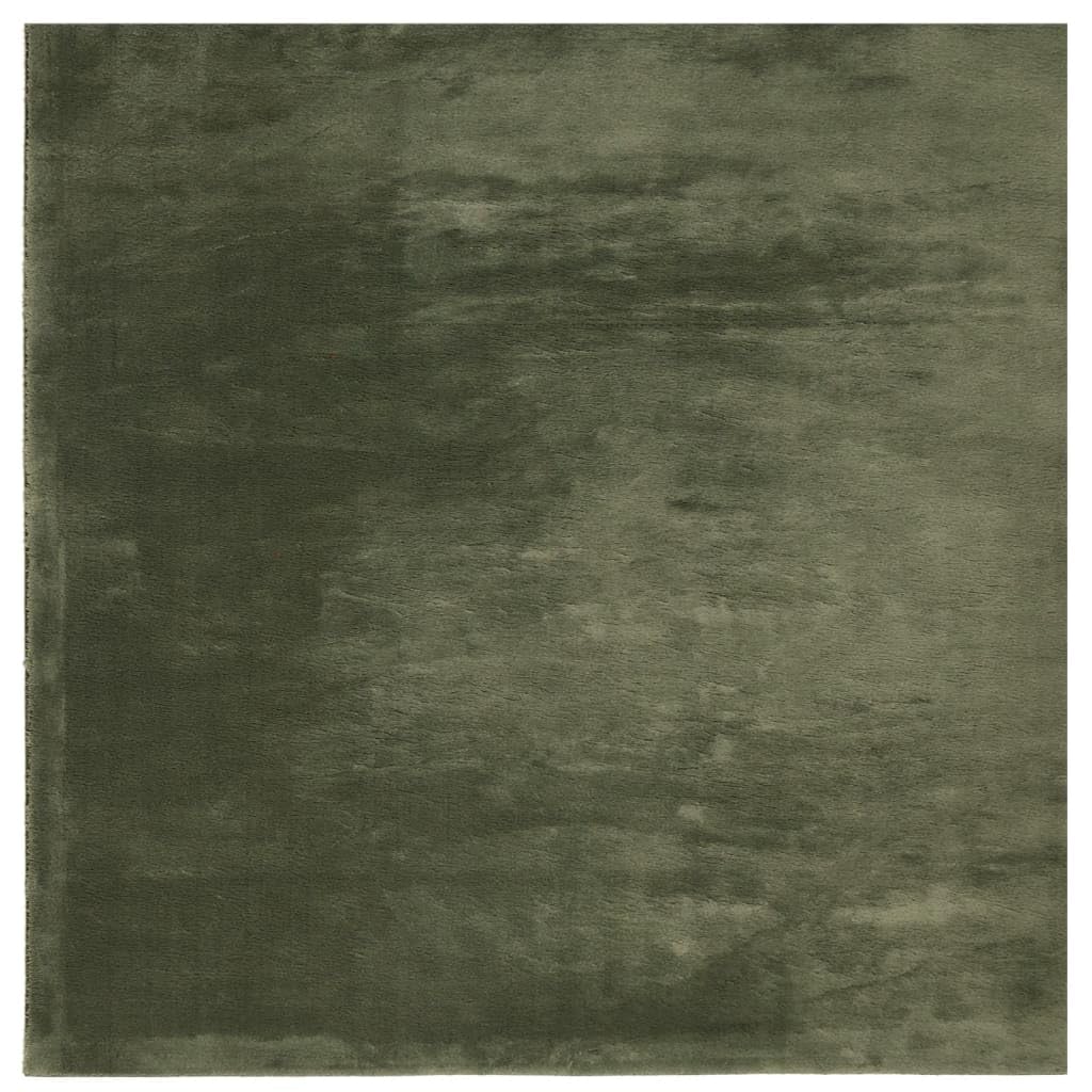 Tapis HUARTE doux haut de gamme vert forêt 240x240 cm à poils courts