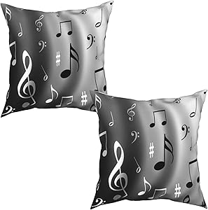 Hierceson Music Notes Decorative Throw Pillow Covers 18x18 Set of 2 Square Couch Pillows Cushion Cover, Holiday Home Sofa Chair Car Bedroom Outdoor Patio Decor
