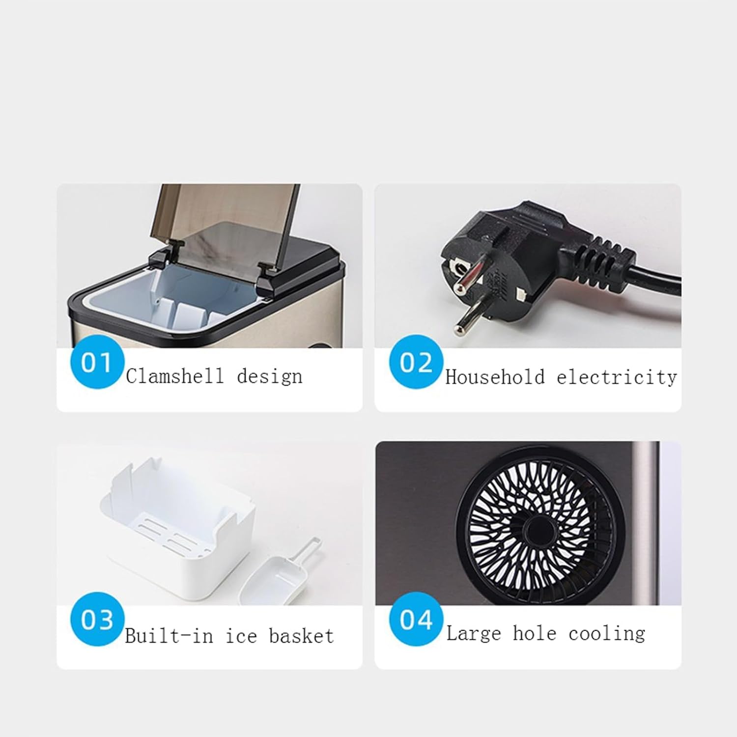 Countertop Ice Maker Machine Ice Makers Countertop, 9 Cubes Ready in 7 Mins, 26lbs in 24Hrs, 2 Sizes of Bullet Ice, Stainless Steel, Perfect for Home/Kitchen/Office/Bar Electric Ice Cube Maker (Color