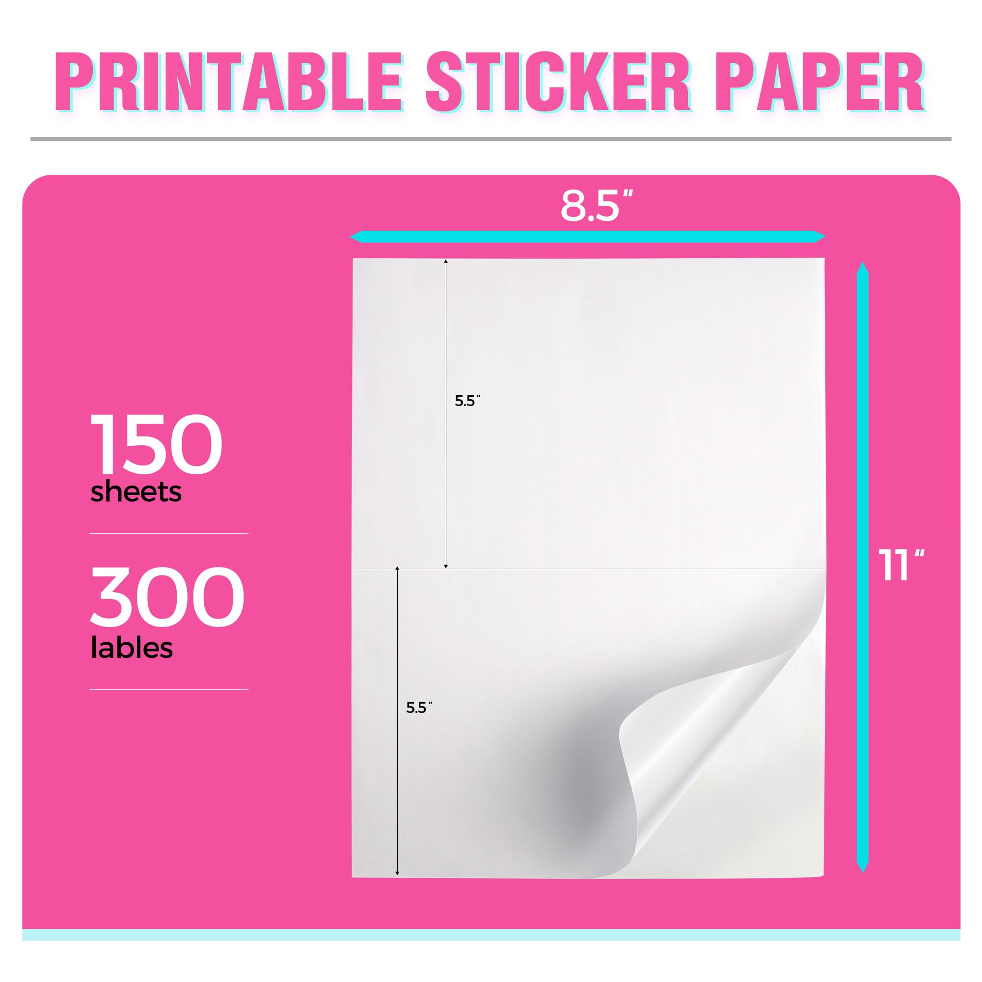 Snapklik.com : 300 Label Paper For Printer 8.5" X 5.5" Half Sheet ...