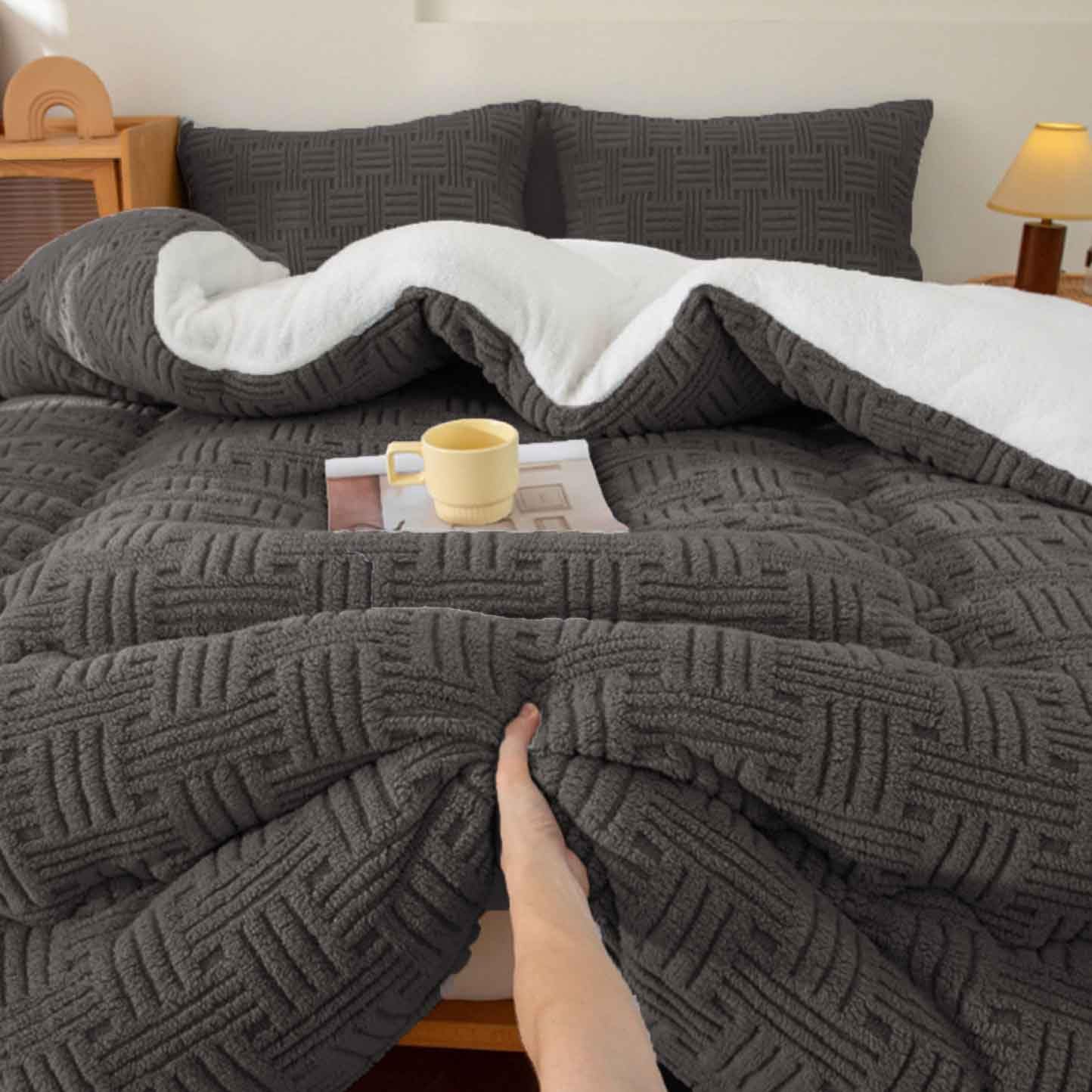 Piumone Matrimoniale Invernale,Piumino Spesso con Nucleo Trapuntato Invernale,Trapunta Invernale in Velluto di Latte Caldo E Spesso,Coperta Addensare Fluffy Inverno(06,200x230cm/5kg)