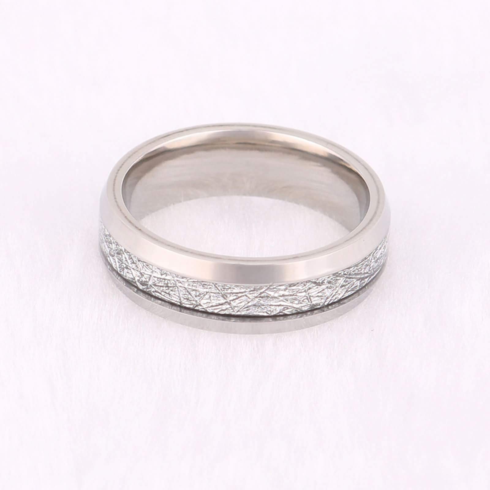 Anello Nuziale Uomo Fede Nuziale Anello di Fidanzamento Intarsio di Meteorite Anello Tungsteno Personalizzabile 6MM Anelli Tungsteno Argento Misura 12-31