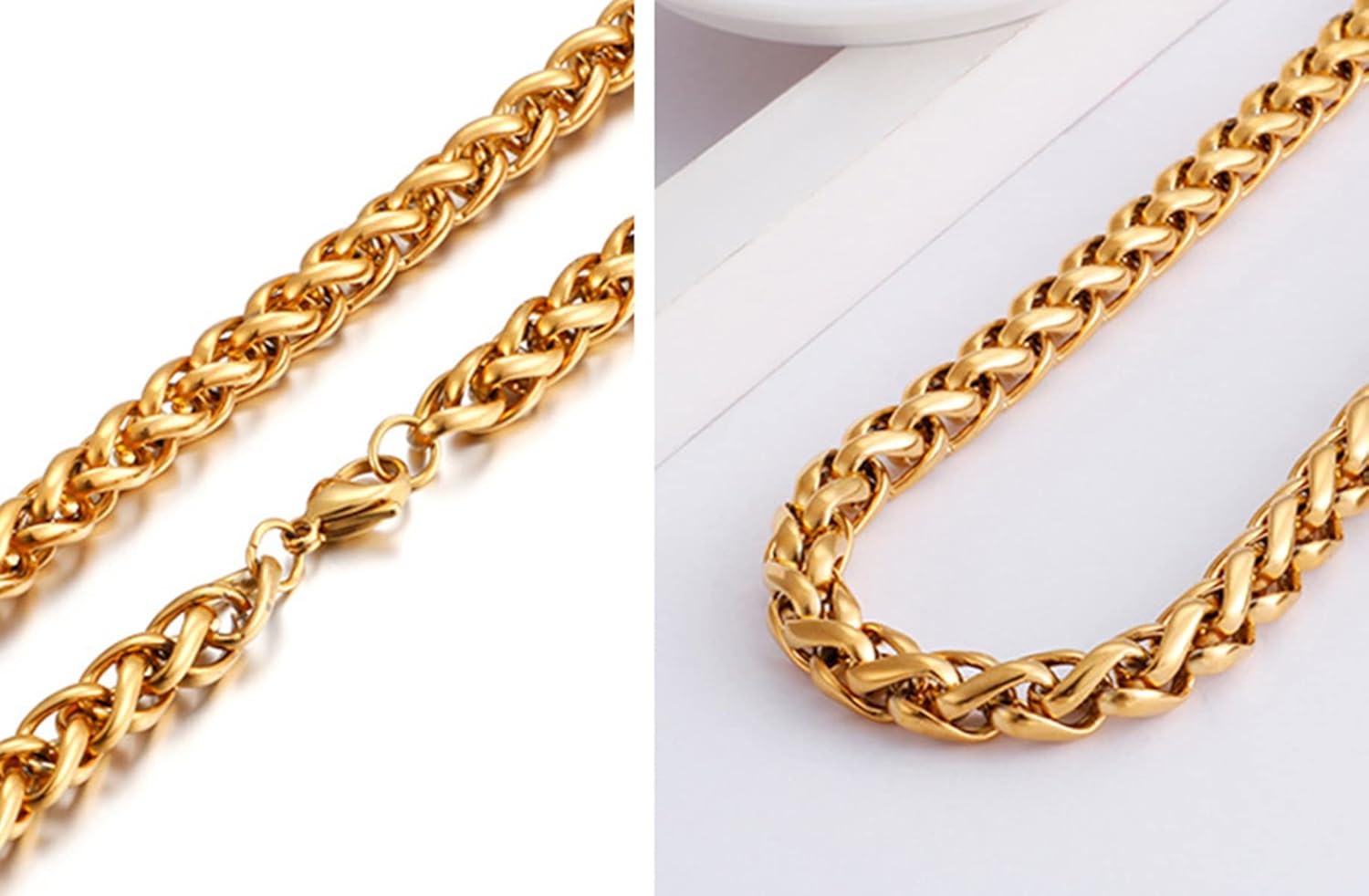 45-65CM Chain Necklace Stainless Steel Chains for Men Women 8-10mm Wheat Chain