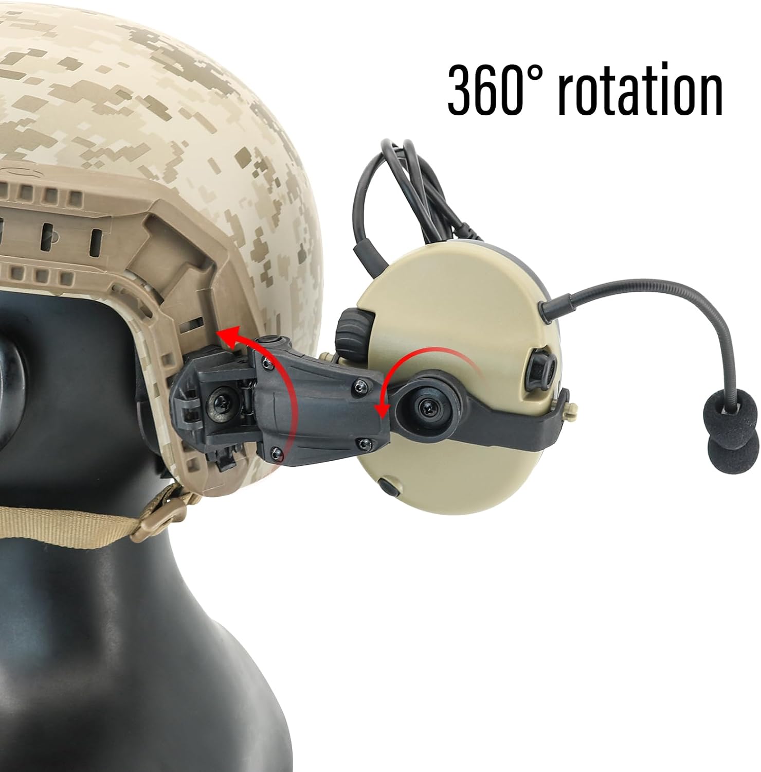 HEARFALCOM Tactical Helmet ARC Rail Mount Version Single Side Headset with Ken U94 PTT Adapter, Compatible with UV5R Walkie Talkies (DE)