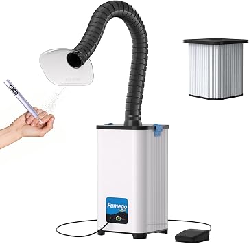Nail Salon Fume Extractor, 130W Power & 260m3/h, Fume Extractor with Pedal Switch and 3-in-1 HEPA Filter, Low-Noise Fume Extractor for Soldering, Fiber Laser Engraving, DTF Oven XF250III