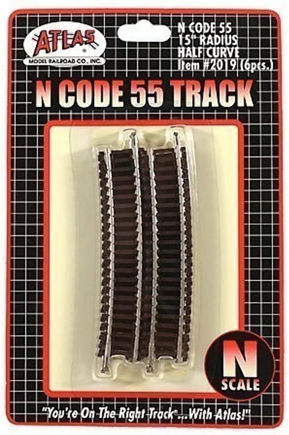N Code 55 Nickel Silver 15" Radius Half Section Track (6) Atlas Trains