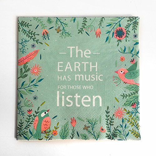 Colored Paper Napkins, 20 Count Shabby Chic Napkins For Wedding, Dinner Tea Party Shower (Earth Music) #TOP14