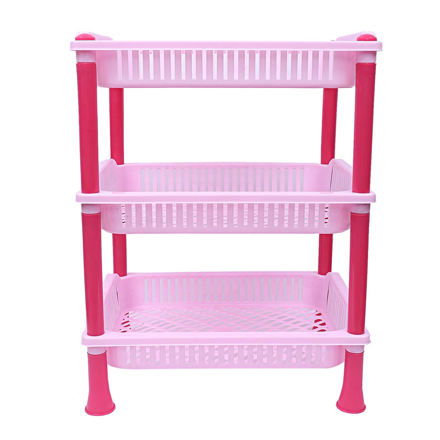 EOS- BUILDING TRUST Multipurpose Basket Stand Rack for Fruit and Vegetable(3 Racks,50cm X 37cm X 27cm (Pink)