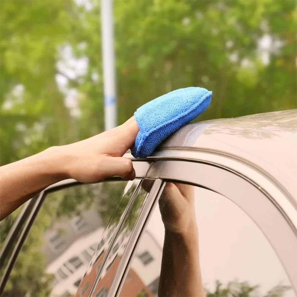 Microfiber Wax Applicator, Ultra-Soft Microfiber Wax Applicator Pads with Finger Pocket for Cars Wax Applicator Foam Sponge(Grey)