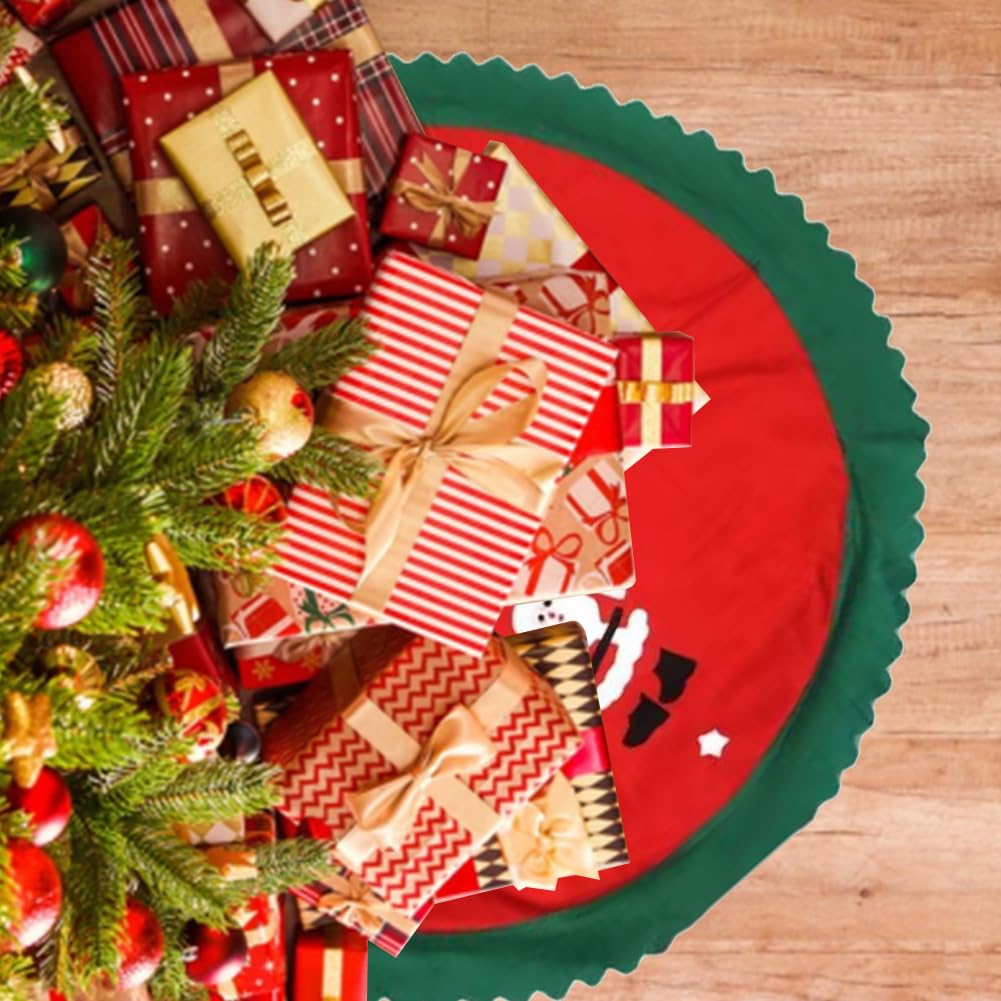 KARELLS Falda de árbol de Navidad, Alfombra para árbol de Navidad, 90 CM Falda Arbol Navidad, Cubierta de Base de árbol de Navidad, Rojo Alfombra Base de Árbol de Navidad, Base arbol Navidad