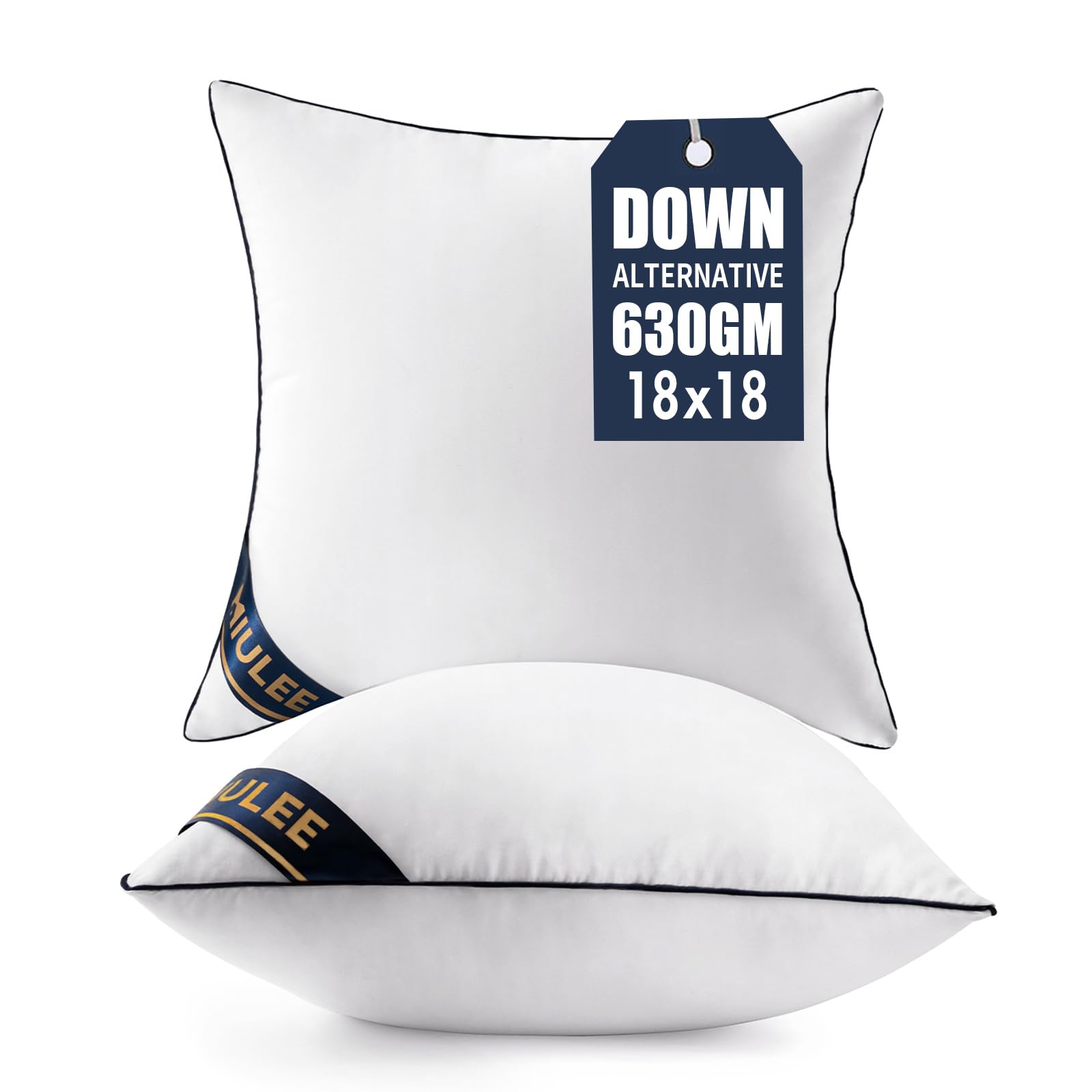 MIULEE 18x18 Pillow Inserts Set of 2 Throw Pillows 18 Inch Premium Down Alternative Pillow Inserts Decorative Pillow Stuffer for Sofa, Couch (18x18 inch, Set of 2)