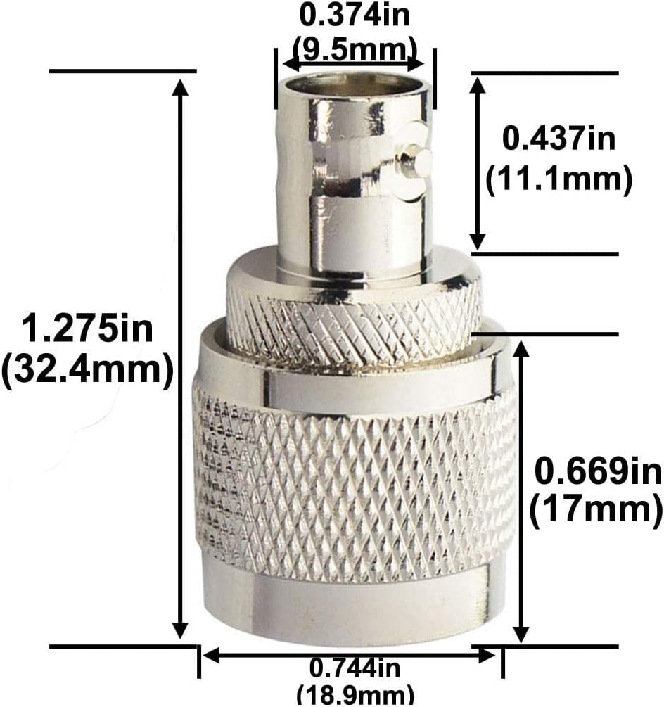 DHT Electronics 2pcs coaxial Coax Adapter BNC Female to UHF Male PL-259 PL259