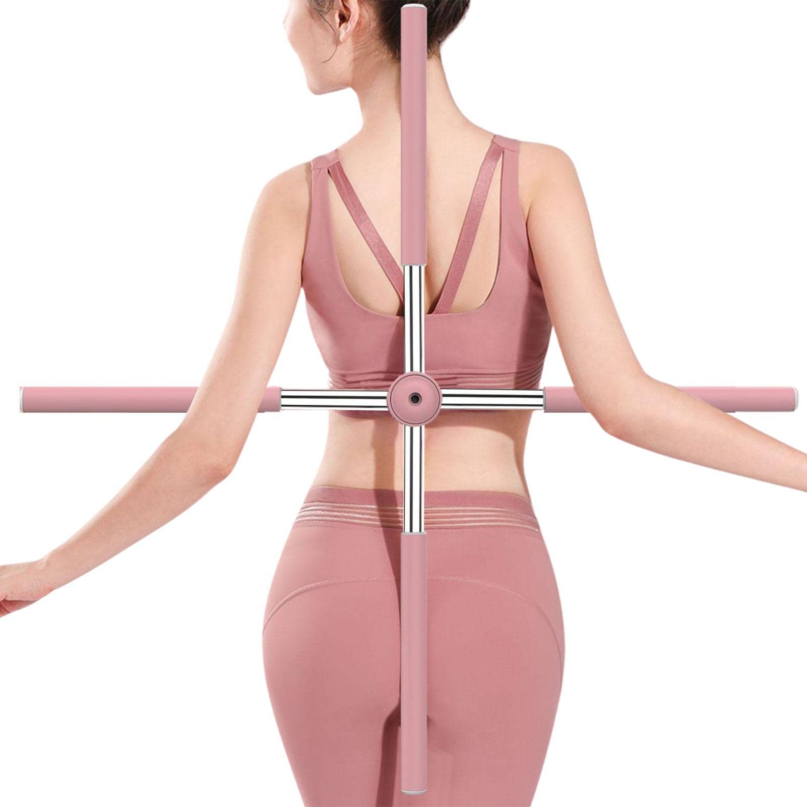GIMOCOOL Yoga Sticks, Posture Corrector, Retractable, Pink