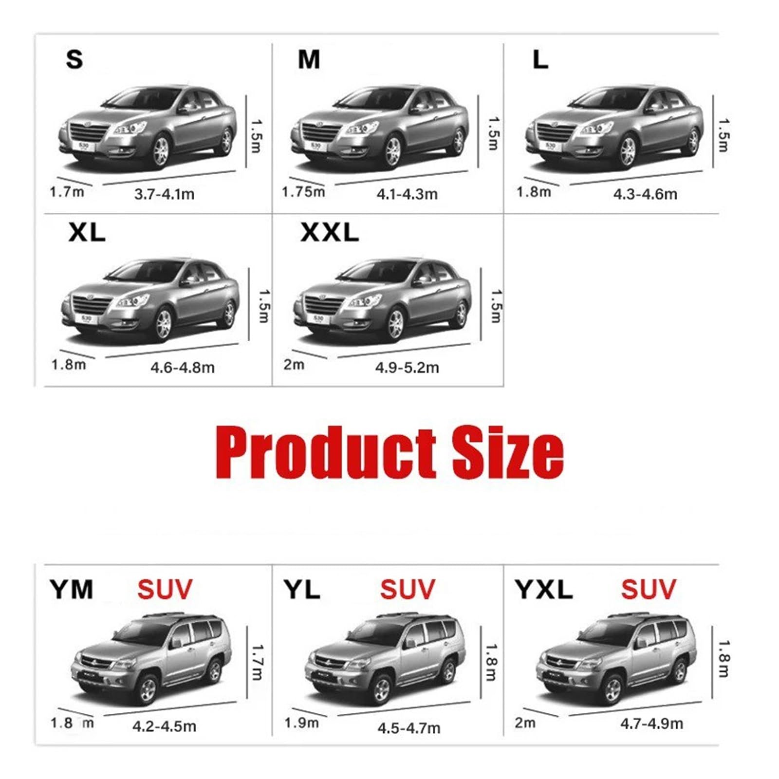 Telo Antighiaccio Teli Protettivi Integrali per Esterni Auto Antineve E Antigrandine Universali per SUV Berline Prodotti per l'inverno(Black,YXXL)