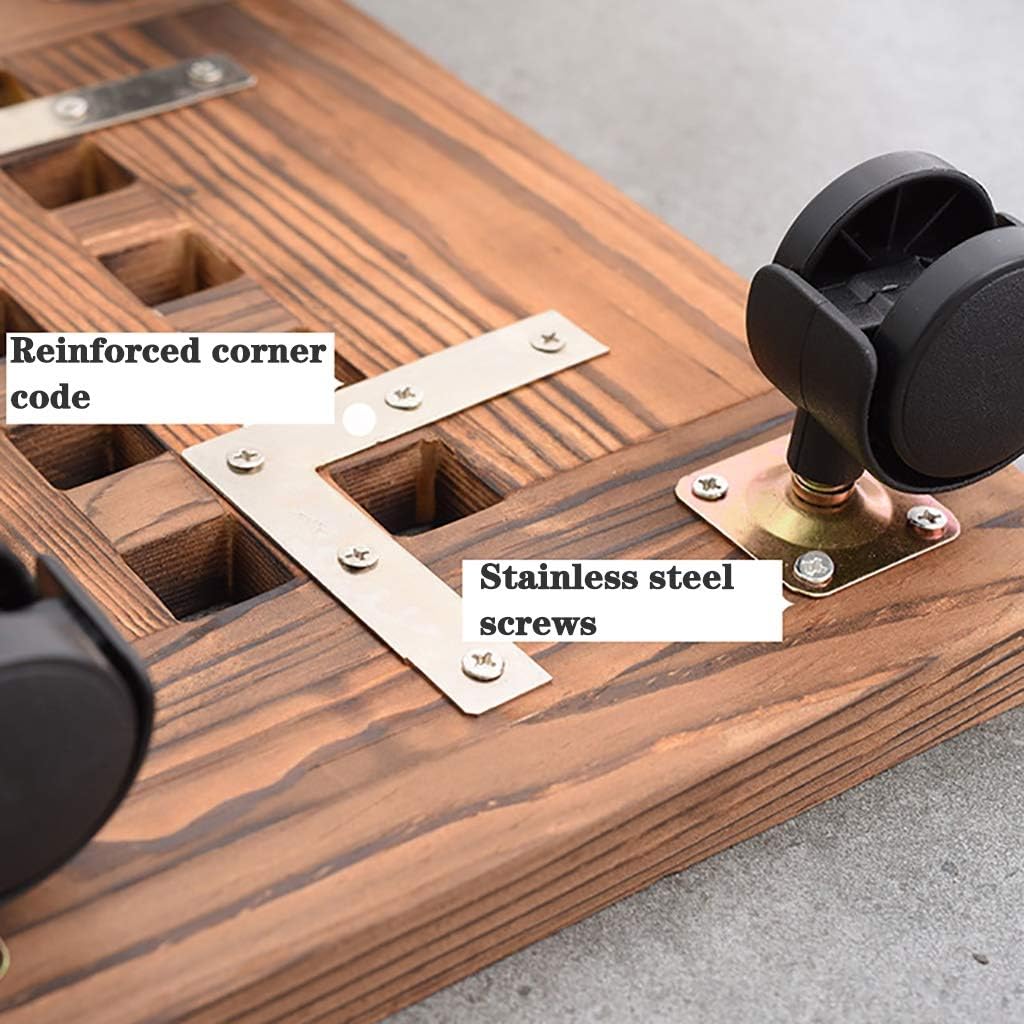 Wooden Movable Plant Pot Trolley Trays Plant Stand Caddy Pot Stand with WheelsFlower Pots Stand Planter Pallet for Home Garden Indoor Outdoor/Brown Square/30Cm,Yellow Squ