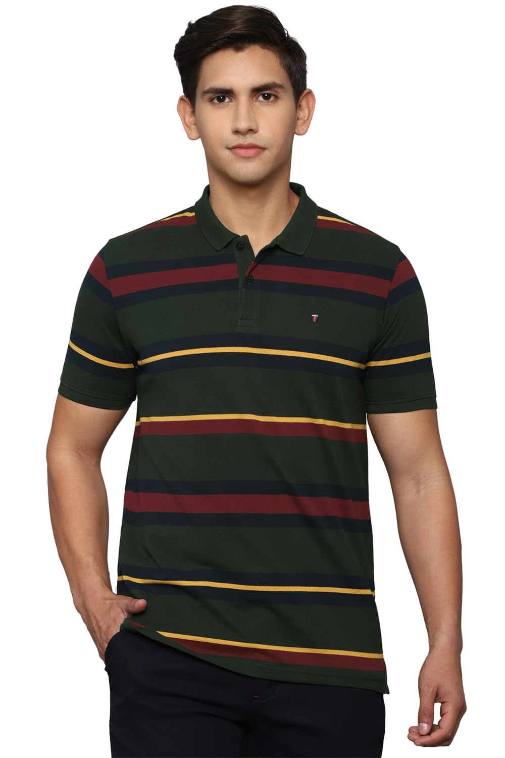 louis philippe Men's Cotton Striped Slim Fit T-Shirt-picture-32
