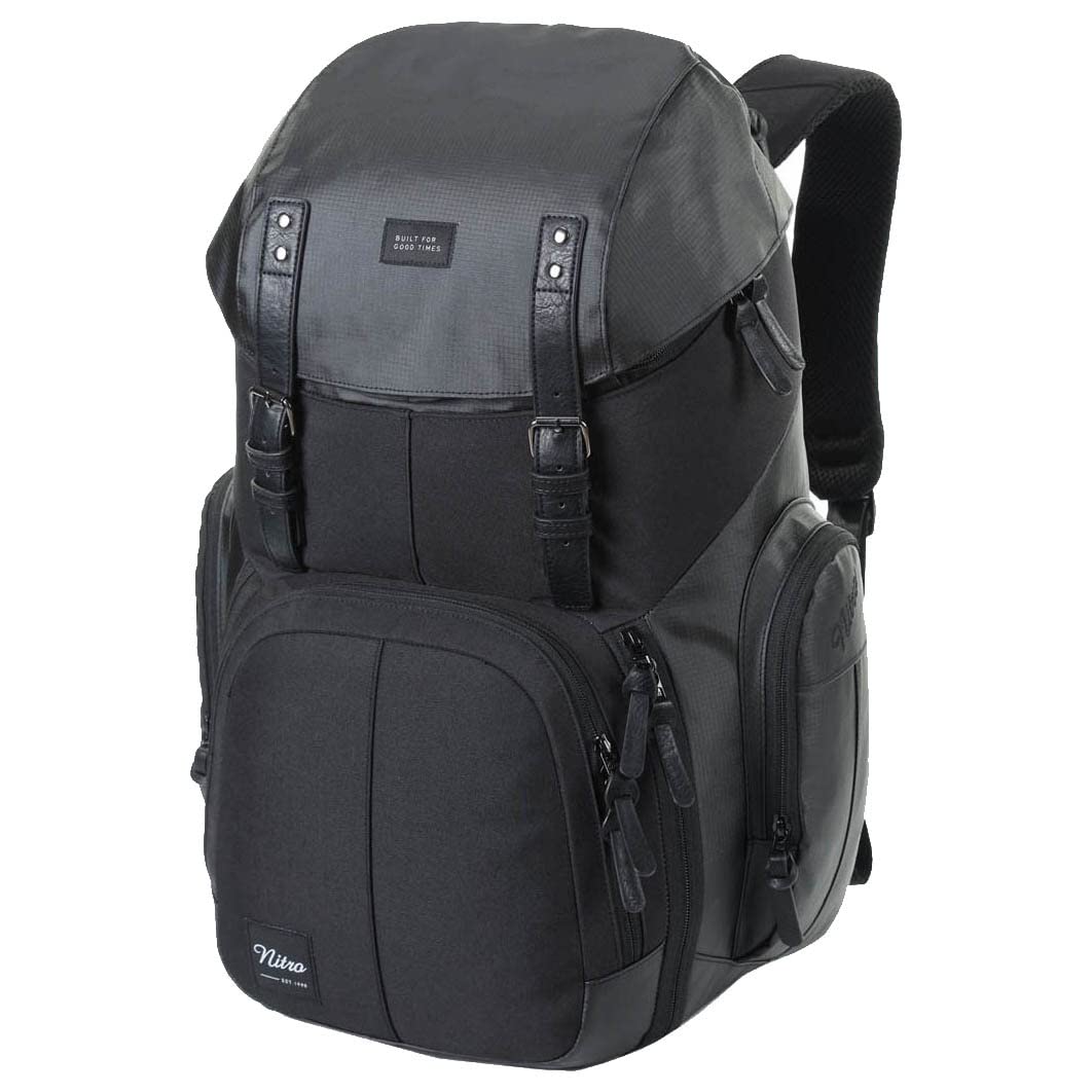 Nitro Weekender Everyday Backpack with Padded Laptop Compartment, School Backpack, Hiking Backpack with Wet Compartment, 42 Litres, Tough Black, Tough black, 42 L, Rucksack