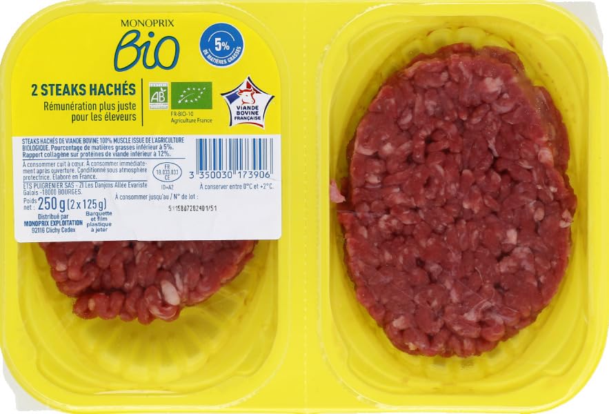 Monoprix Bio Steak haché 2x125g
