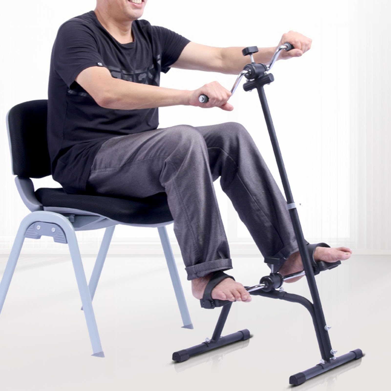 Mini Cyclette, Cyclette a Pedali, Cyclette a Pedali, con Maniglia Regolabile, Adatta a chiunque per Allenamento di Fitness e Riabilitazione di Braccia o Gambe