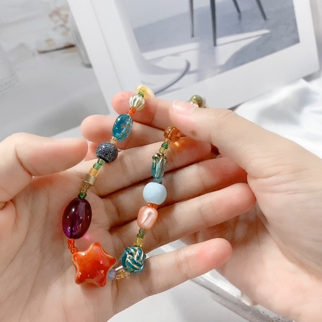 アクセサリー Colorful Amazon.com: OT Toggle Clasp Ceramic Star Pendant Beaded Necklace