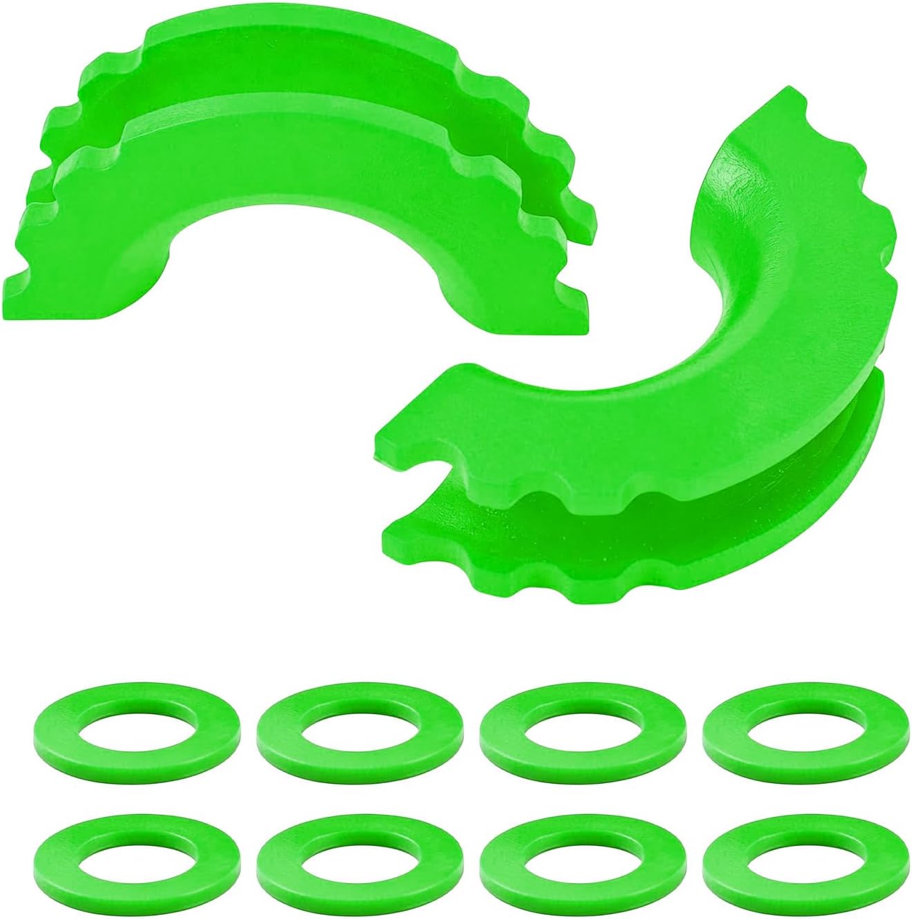D Ring Shackle Isolators Washers Kit, Heavy Duty Towing Shackle Cover with 8 Washers Fits Standard 3/4" Shackles, Auto D-Ring Isolator Protects Bumper & Reduces Rattling (Fluorescent Green)